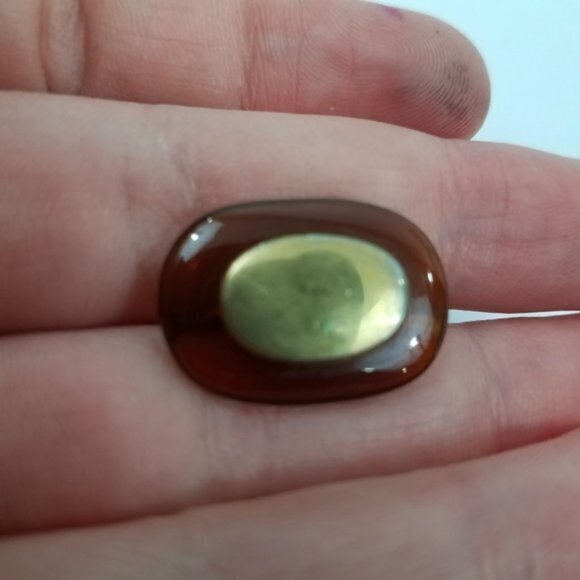 Amber Faux Gold Tone Clip On Earrings Screw Back T - Picture 2 of 8